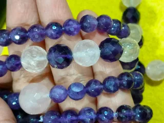 Conjunto amatista y oro18k ollar y pendientes