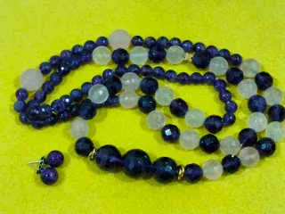 Conjunto amatista y oro18k ollar y pendientes