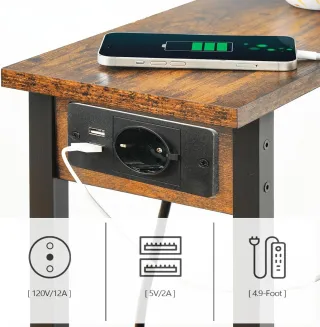 Mesa auxiliar estrecha con carga