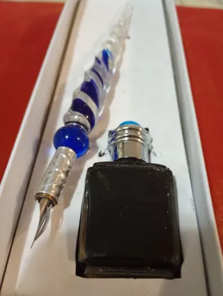 Set Scrittura Vintage Penna Vetro Murano