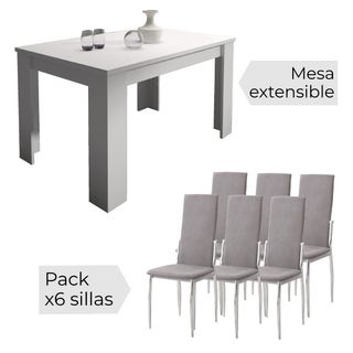 Mesa extensible y 6 sillas comedor