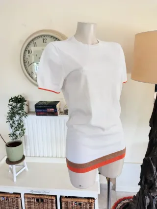 Top Massimo Dutti Algodón Blanco Naranja