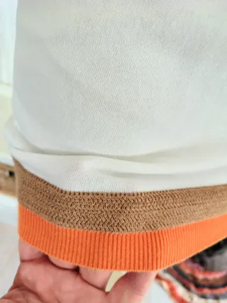 Top Massimo Dutti Algodón Blanco Naranja