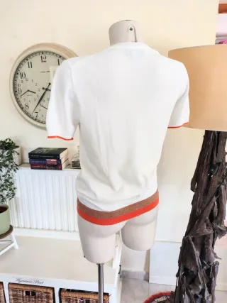 Top Massimo Dutti Algodón Blanco Naranja