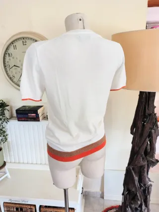 Top Massimo Dutti Algodón Blanco Naranja