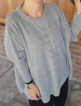 Jersey Trenzado Oversize Gris - Marca Elisa Rivera