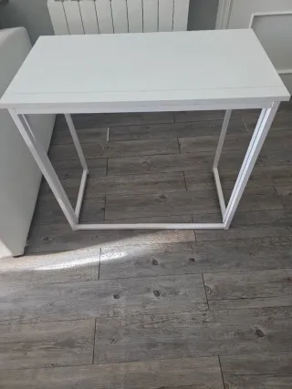 Mesa plegable blanca metal y madera