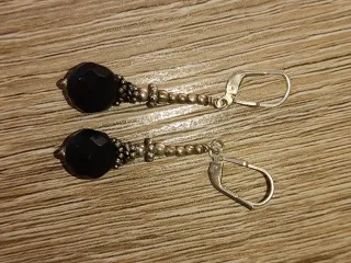 Pendientes largos plata 925 y negro