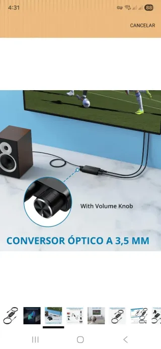AUTOUTLET Convertidor Audio Óptico a 3.5mm