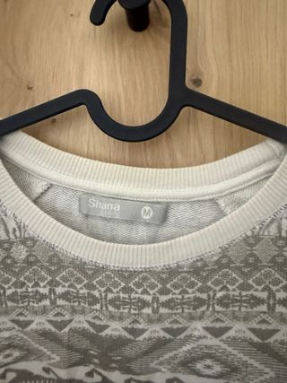 Jersey fino estampado beige y gris Talla M