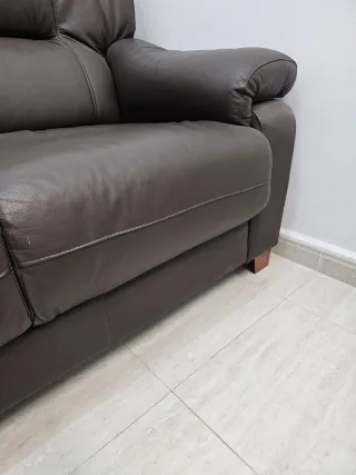 Sofá de piel 2 plazas marrón