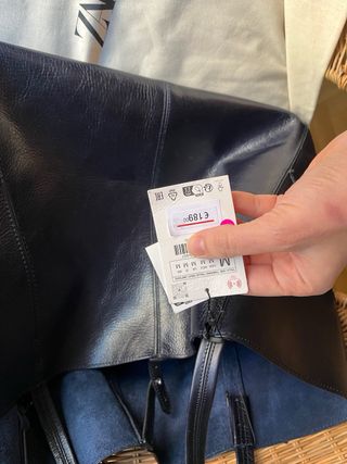 Bolso Piel Zara Azul Marino