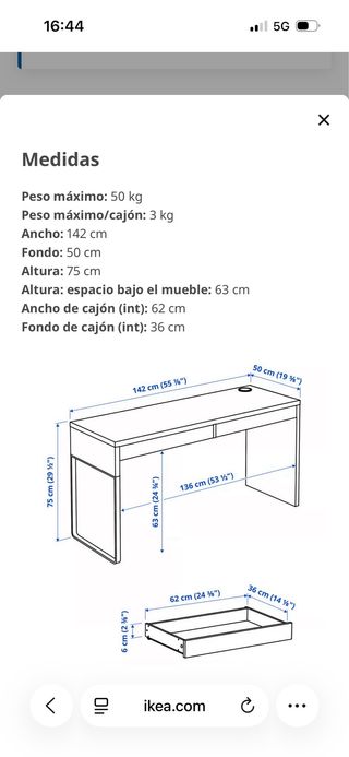 Escritorio Micke IKEA con cajones