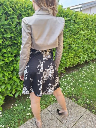 Completo elegante donna nero floreale