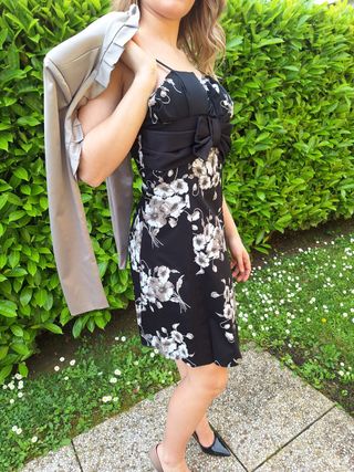 Completo elegante donna nero floreale