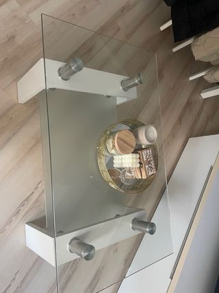 Mesa de centro cristal y metal