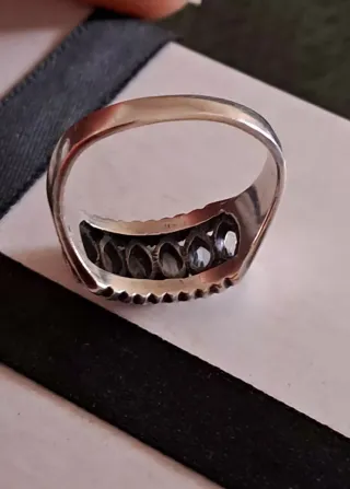 Anello Argento con Pietre Azzurre e Marcasite