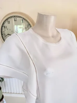 Top Massimo Dutti Algodón Modal Blanco