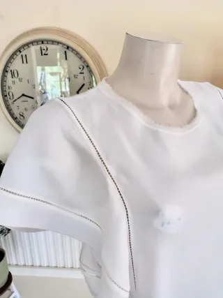 Top Massimo Dutti Algodón Modal Blanco