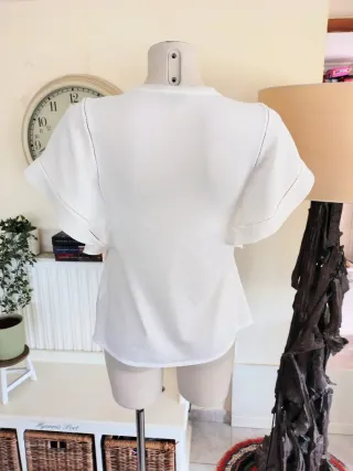 Top Massimo Dutti Algodón Modal Blanco