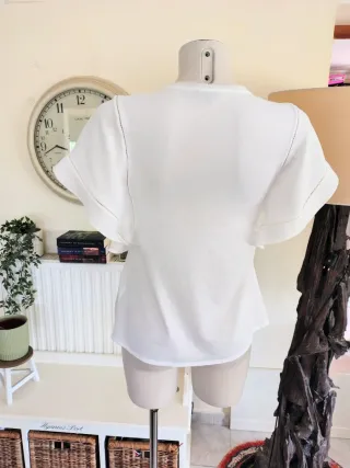 Top Massimo Dutti Algodón Modal Blanco