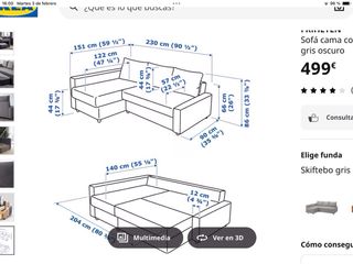 Sofá Cama Gris Tela modelo FRIHETEN