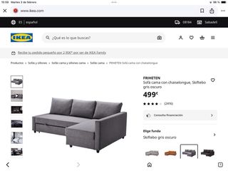 Sofá Cama Gris Tela modelo FRIHETEN