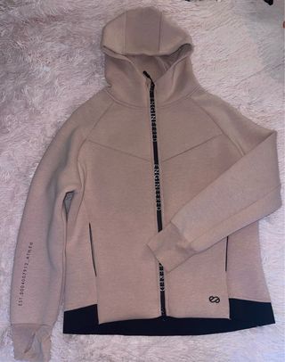 Sudadera beige y negra mujer