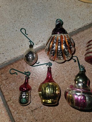 10 Palline Natale Vetro Soffiato Anni '60