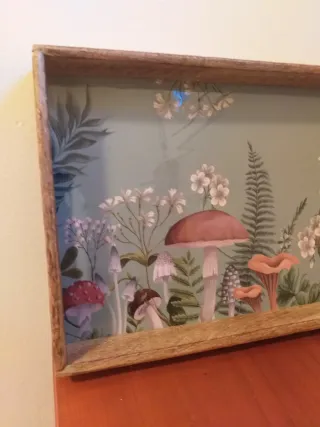 Bandeja madera 42.5x27 cm diseño floral