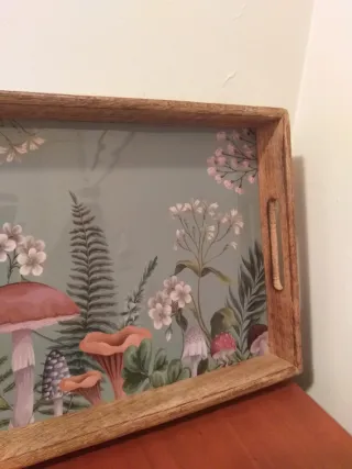 Bandeja madera 42.5x27 cm diseño floral