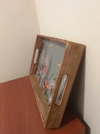 Bandeja madera 42.5x27 cm diseño floral