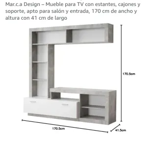 Mueble TV moderno gris y blanco