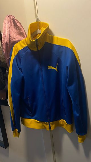 Chaqueta Puma Cremallera Azul y Amarillo Vintage