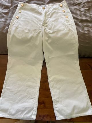 Pantalón pana Zara blanco T.40