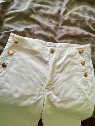 Pantalón pana Zara blanco T.40