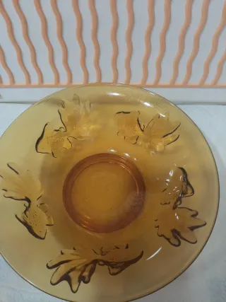 Cuenco vintage cristal naranja peces