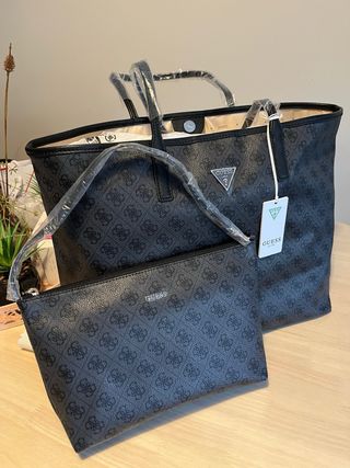 Bolso Tote Guess Negro y Beige