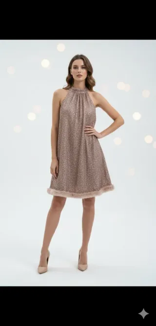 Vestido Fiesta Mini Halter Lentejuelas