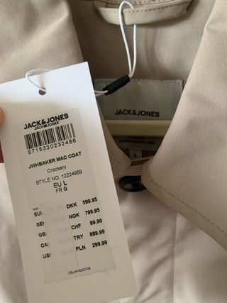 Gabardina Jack & Jones Talla L Beige