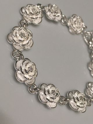 Pulsera Plata Flores