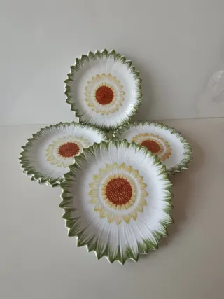 6 Platos Cerámica Forma Flor