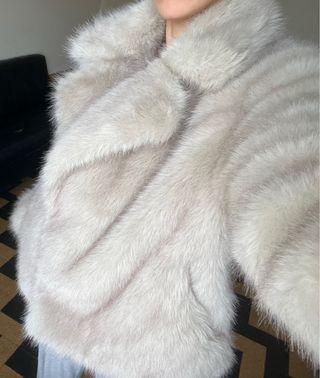 Zara Cappotto Pelliccia Grigio