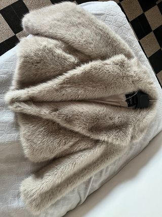 Zara Cappotto Pelliccia Grigio