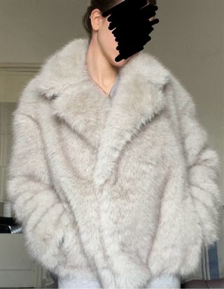 Zara Cappotto Pelliccia Grigio