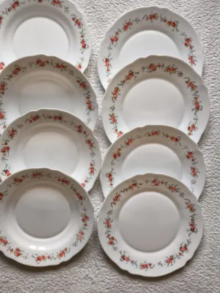 LOTE 8 PLATOS "ARCOPAL" 4 HONDOS + 4 LLANOS FLORES