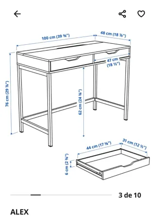 Escritorio IKEA Alex Madera y Metal