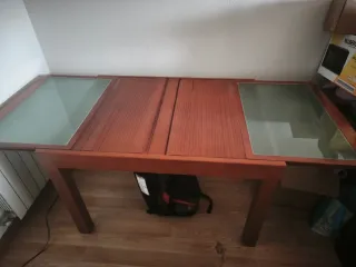 Mesa extensible madera y cristal