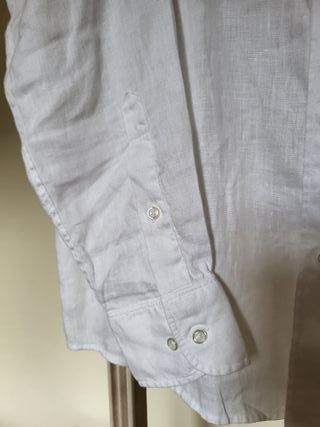 Camisa 100% Lino Massimo Dutti M Slim Fit Blanca