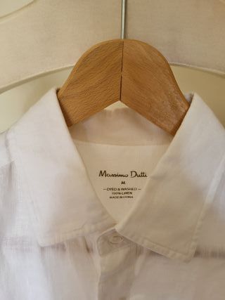 Camisa 100% Lino Massimo Dutti M Slim Fit Blanca
